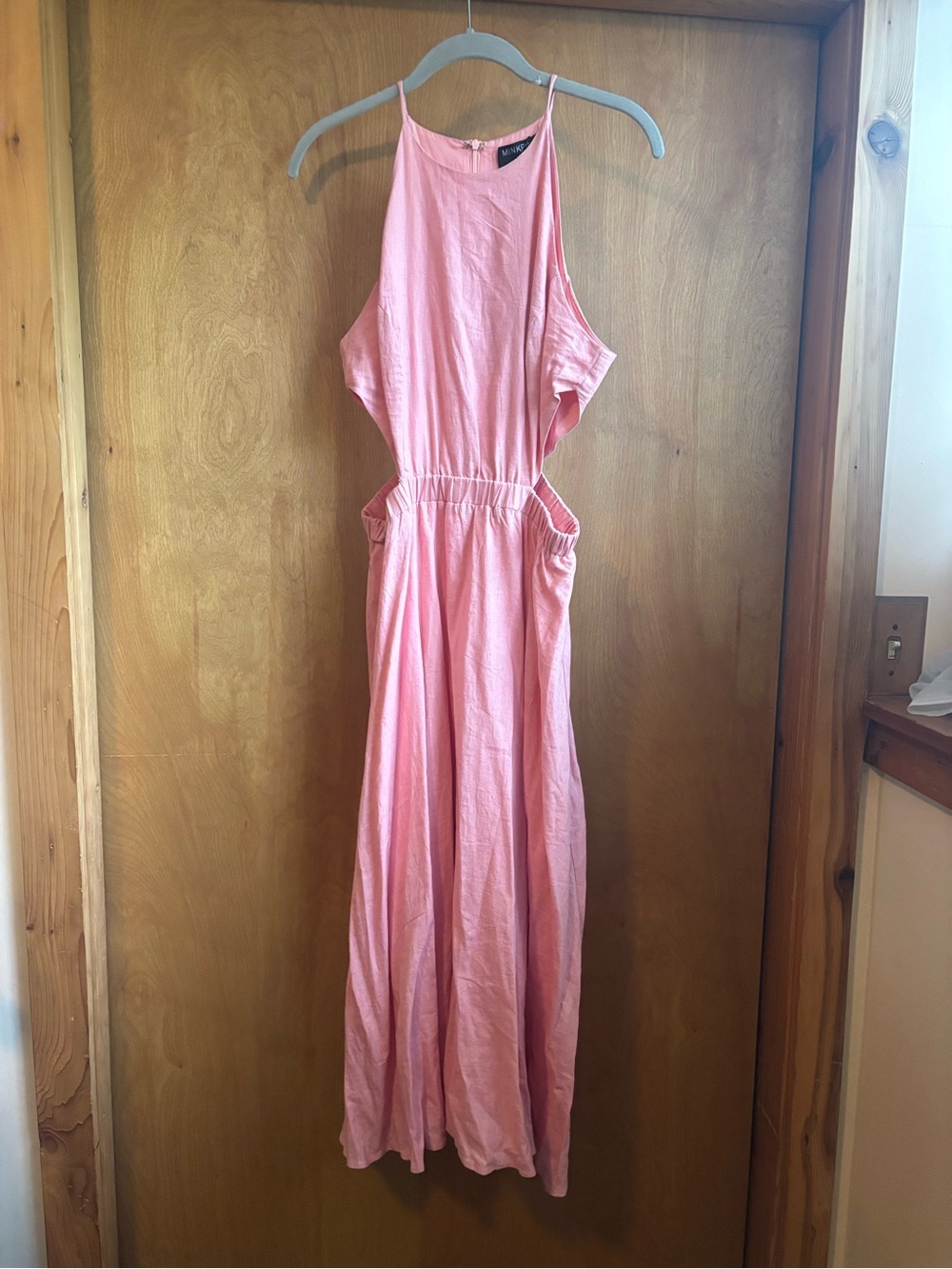 MINKPINK Blush Pink Halter Midi Dress with Side Cutouts - Picture 5 of 5